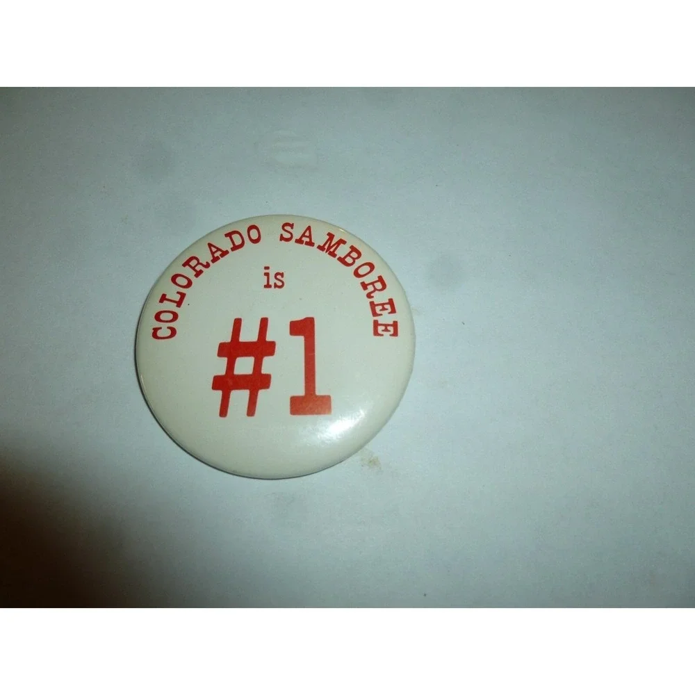 Colorado Samboree 1 Pinback Button White Red Round 2.25 Inch Accessory